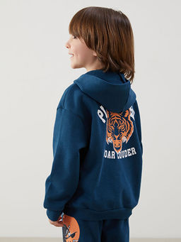 Kap??onlu Fermuarl? Erkek ?ocuk Sweatshirt