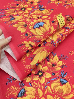 Рогожка Народные мотивы, ш.1.5м, хлопок-100%, 180гр/м.кв, раппорт 63см - Купава фото 3