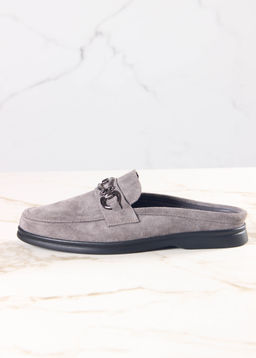 Сабо лоферы 1080.2614bl. серый замок замша