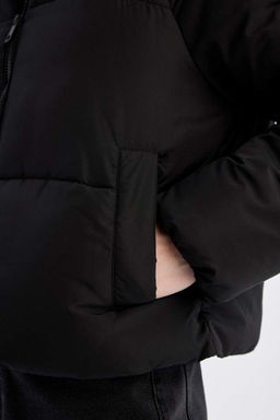 Водонепроницаемое пуховик стандартного кроя с воротником-стойкой - Defacto фото 6