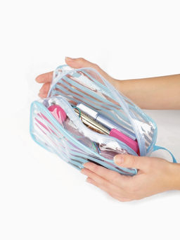 Цена за 2 шт. Косметичка на молнии для бассейна, с ручкой, с принтом, прозрачная/голубая