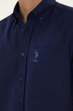 U. S. Polo Assn / Мужская темно-синяя рубашка с коротким рукавом - U.s. polo assn фото 7