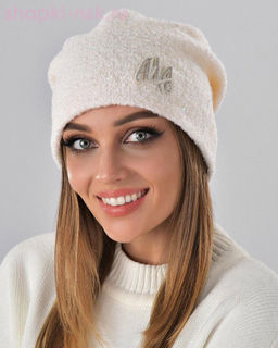 Букле пайетка вышивка Шапка флис (56-58)