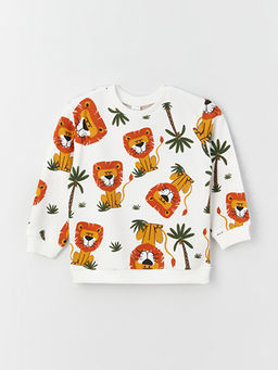 Bisiklet Yaka Uzun Kollu Bask?l? Erkek Bebek Sweatshirt