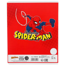 Цена за 10 шт. Тетрадь 12 листов, линейка, Человек-паук 5 видов МИКС - Marvel фото 12