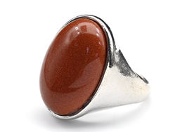 Кольцо с авантюрином овал 21*28мм Радуга камня