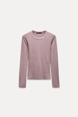 LONG SLEEVE WASHED EFFECT RIBBED T-SHIRT - Zara фото 29