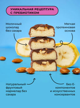 Цена за 16 штук. Батончик протеиновый Bite Банан-миндаль 50г - Take a Bite фото 4