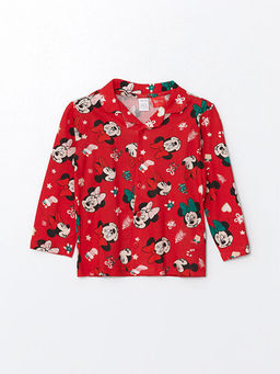 Polo Yaka K?sa Kollu Minnie Mouse Bask?l? K?z Bebek Pijama Tak?m - Waikiki фото 2