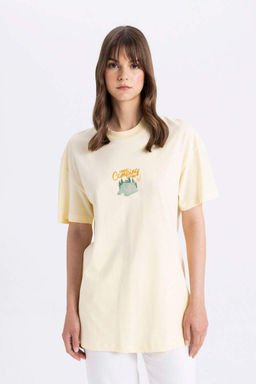 Туника-футболка с короткими рукавами и круглым вырезом с принтом