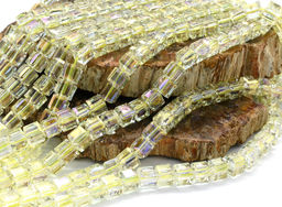 Бусины из циркона кубик гр.7*7мм цв.лимонный хамелеон, 40см, 56 бусин Радуга камня