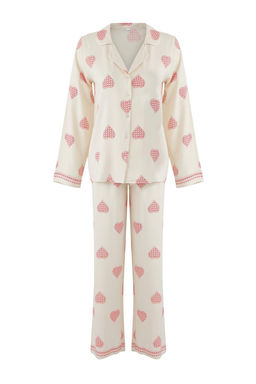 Ekru %100 Pamuklu Kapli Dokuma Pijama Tak?m? THMAW26PT00025 - Trendyolmilla фото 7