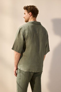 TRENDYOL MAN Premium Lacivert %100 Keten Oversize Fit Gomlek TMNSS24GO00059 - Trendyolmilla фото 4