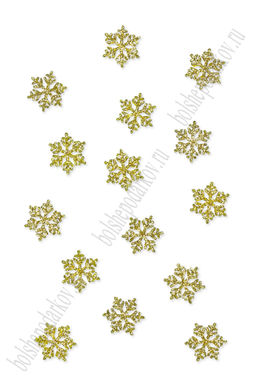 Лазерная вырубка из фетра с блесткой "Снежинка №4" 1,5 см (40 шт) золото