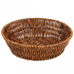 Корзина-сухарница плетеная Кондитер д25см h7,5см, полипропилен, коричневый, металлический каркас, форма круглая (Китай)