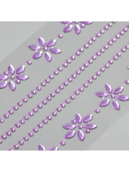 Переводная тату на тело и стразы Цветочная аппликация, набор 2 листа, фиолетовая, 18?8 см