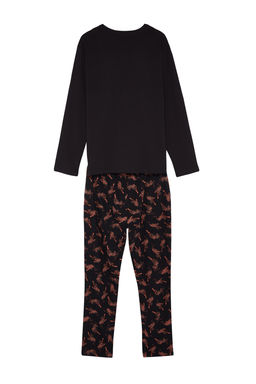 TRENDYOL MAN Siyah Regular Fit Bask?l? Orme %100 Pamuk Pijama Tak?m? TMNAW24PT00010 - Trendyolmilla фото 8