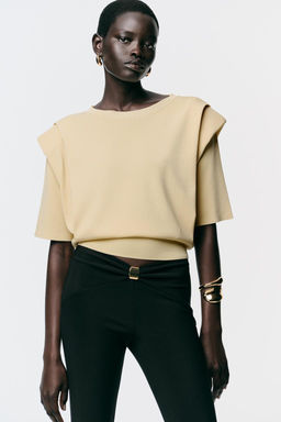 KNIT TOP WITH SHOULDER PADS - Zara фото 2