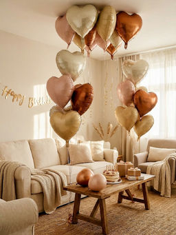 Цена за 2 шт. Воздушные шары фольгированные 17" «Сердце», шоколадный сатин, набор 5 шт.