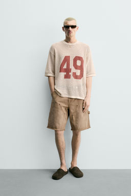 CAMISETA PUNTO ESTRUCTURA RED N?MERO / Crudo