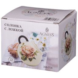 СОЛОНКА С ЛОЖКОЙ КОРЕЙСКАЯ РОЗА 9,5*9,5 СМ. ВЫСОТА=10 СМ. / 170 МЛ. - Lefard фото 2