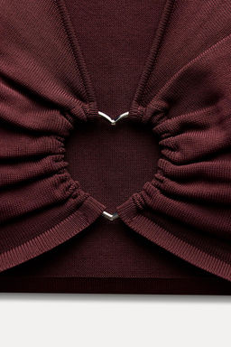 KNIT OPEN BACK TOP WITH HEART APPLIQUE - Zara фото 8