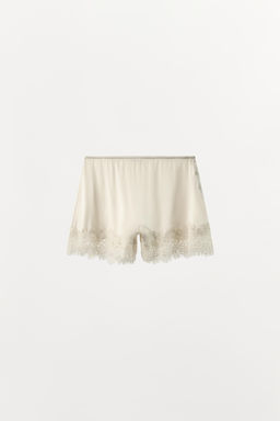 SHORTS MEZCLA SEDA ENCAJE / Crudo - Zara фото 3