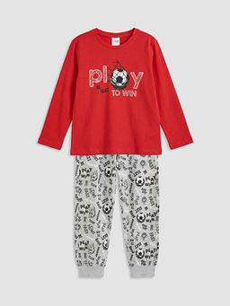 Bask?l? Erkek ?ocuk Pijama Tak?m