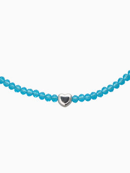 Чокер из бисера «Хрусталь», сердце, голубой в серебре, 36 см + 5 см доп, цепочка