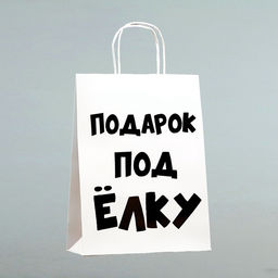 Цена за 3 шт. Пакет бумажный подарочный новогодний крафт с приколами, Подарок под ёлку, белый, 24?14?28 см