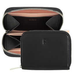 Итальянский кожаный кошелек для карт DuDu серии Hokkaido | черно-розовый