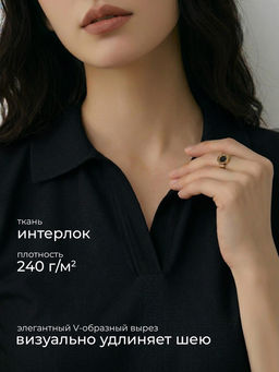 Футболка - поло женская MINAKU, размер 44-46 (M), интерлок, чёрная