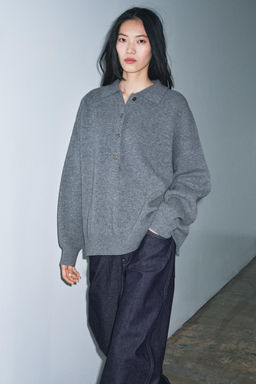 95% WOOL PLAIN KNIT POLO SHIRT - Zara фото 4