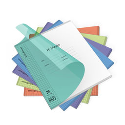 АКЦИЯ Цена за 10 шт. Тетрадь школьная ученическая с пластиковой обложкой на скобе ErichKrause Классика CoverPro matt, Pulse, А5+, 18 листов, клетка_MIX-PACK