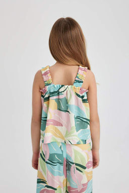 Блузка с узором на бретелях для девочки - Defacto фото 9