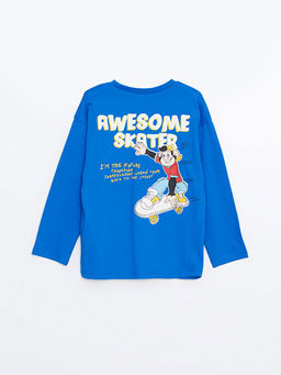 Bisiklet Yaka Uzun Kollu Nostaljik Maymun Bask?l? Erkek Bebek Ti??rt