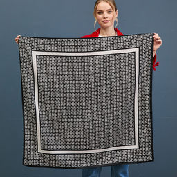 Платок с принтом G (черно-белый), 90х90 - Мастерская ПОКРОВ фото 2