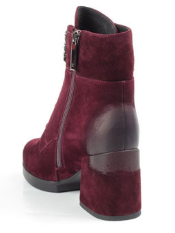 04-R135-2 BURGUNDY Ботинки зимние женские (натуральная замша, натуральный мех)