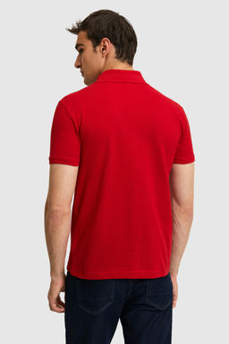 Erkek Slim Fit Fit Polo Yaka K_rm_z_ Basic Ti__rt