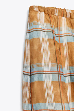 ZW COLLECTION RAMIE CHECK BALLOON TROUSERS - Zara фото 9