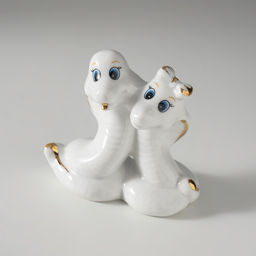 Фигурка керамика Парочка кобр: любовь, белый с золотом, 4.5?9?8 см