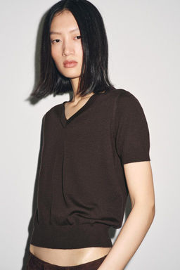 100% WOOL SHORT SLEEVE TOP - Zara фото 4