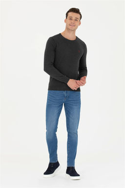 Мужской базовый свитер антрацитового меланжа - U.s. polo assn фото 4