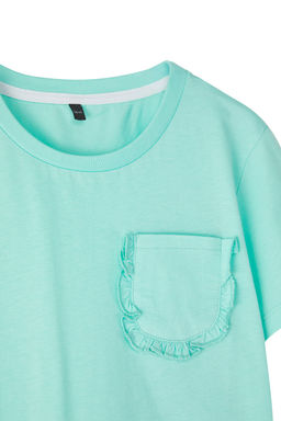 Mint-Ekru 2li K?z Cocuk %100 Pamuk Basic Regular Kal?p Cepli K?sa Kol Orme T-Shirt TKDSS25TS00017 - Trendyolmilla фото 2