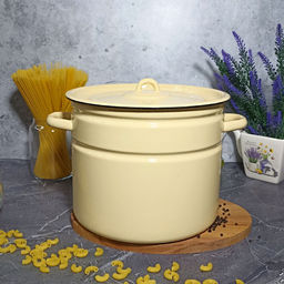 Кастрюля 9,0л 2с200/с без рисунка. кремовый. - Стальэмаль фото 2