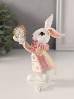 Фигурка полистоун «Заяц с карманными часами, в розовом», 9.5×7.5×13 см