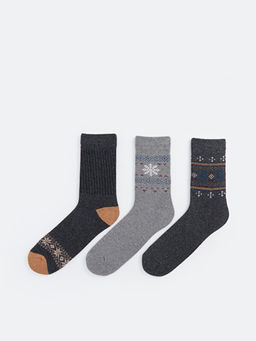 Desenli Y?n Kar???ml? Erkek Soket ?orap 3l?