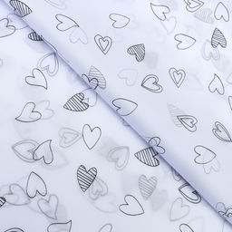 Цена за 10 шт. Бумага упаковочная тишью, Сердечки, 50 см ? 70 см 17 грамм, белая
