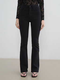 Y?ksek Bel Flare Kad?n Jean Pantolon