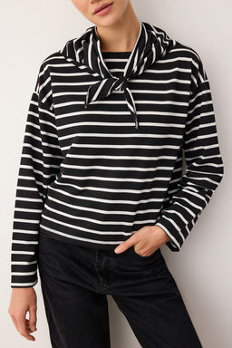 Siyah Cizgili Sal Detayl? Oversize/Genis Kal?p Ince Orme Bluz TWOAW26BZ00250 - Trendyolmilla фото 3